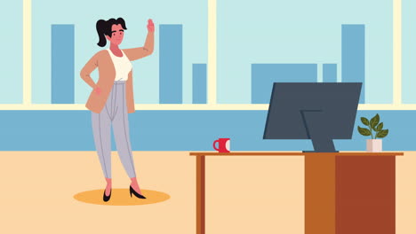 business woman worker character animation