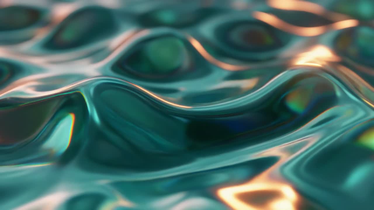 Undulating Metallic Liquid Surface with Iridescent Reflections