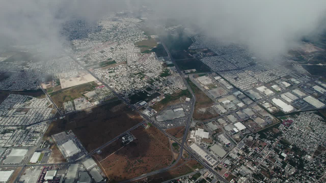Reynosa Mexico, view from the clouds of the city's vast buildings and streets