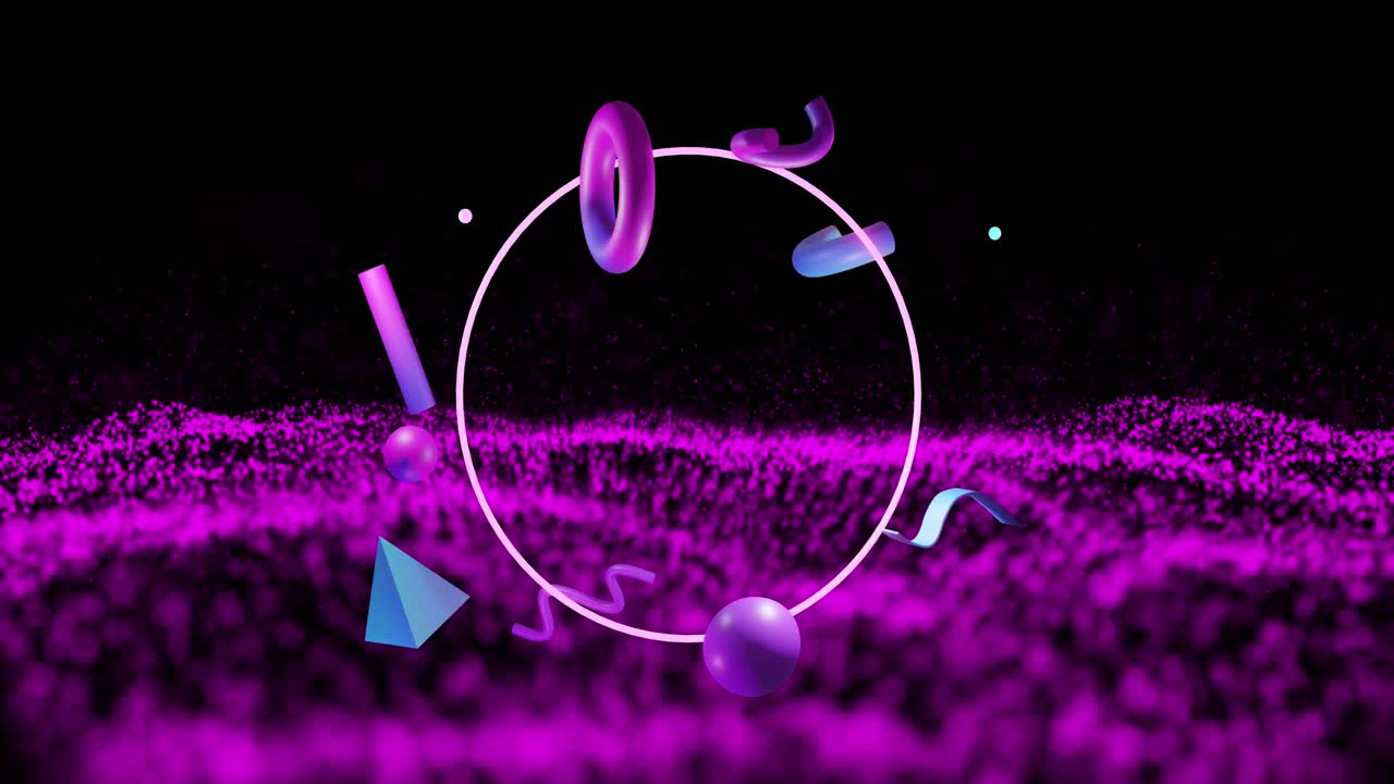 animación de formas 3d abstractas sobre un fondo púrpura y negro
