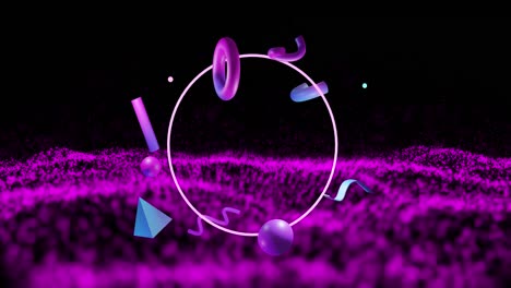 animación de formas 3d abstractas sobre un fondo púrpura y negro
