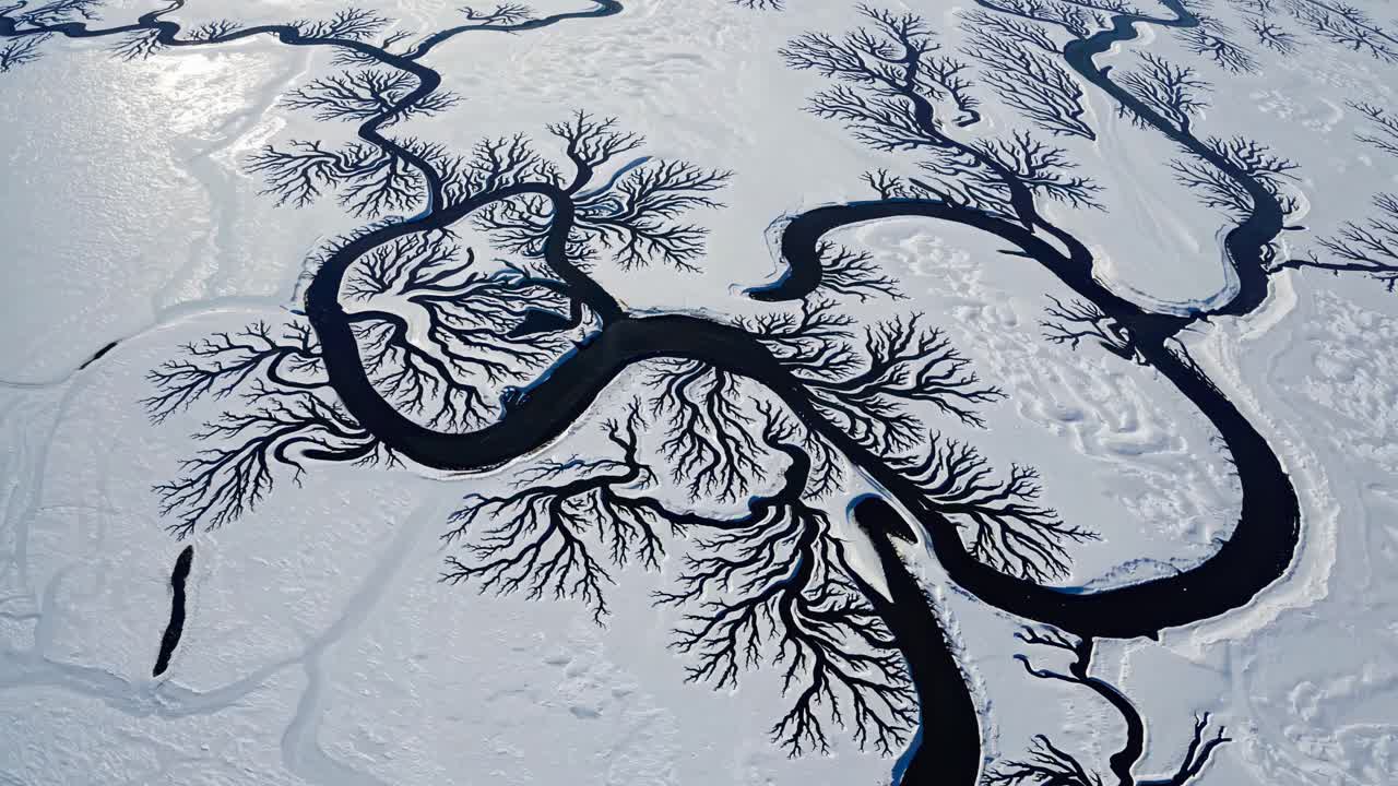 Frozen River Aerial View