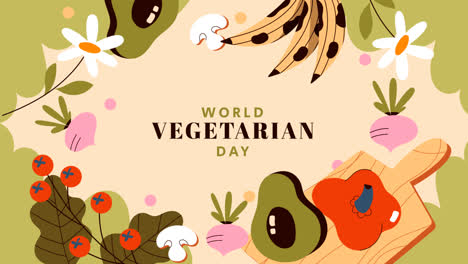 an animation of flat background for world vegetarian day