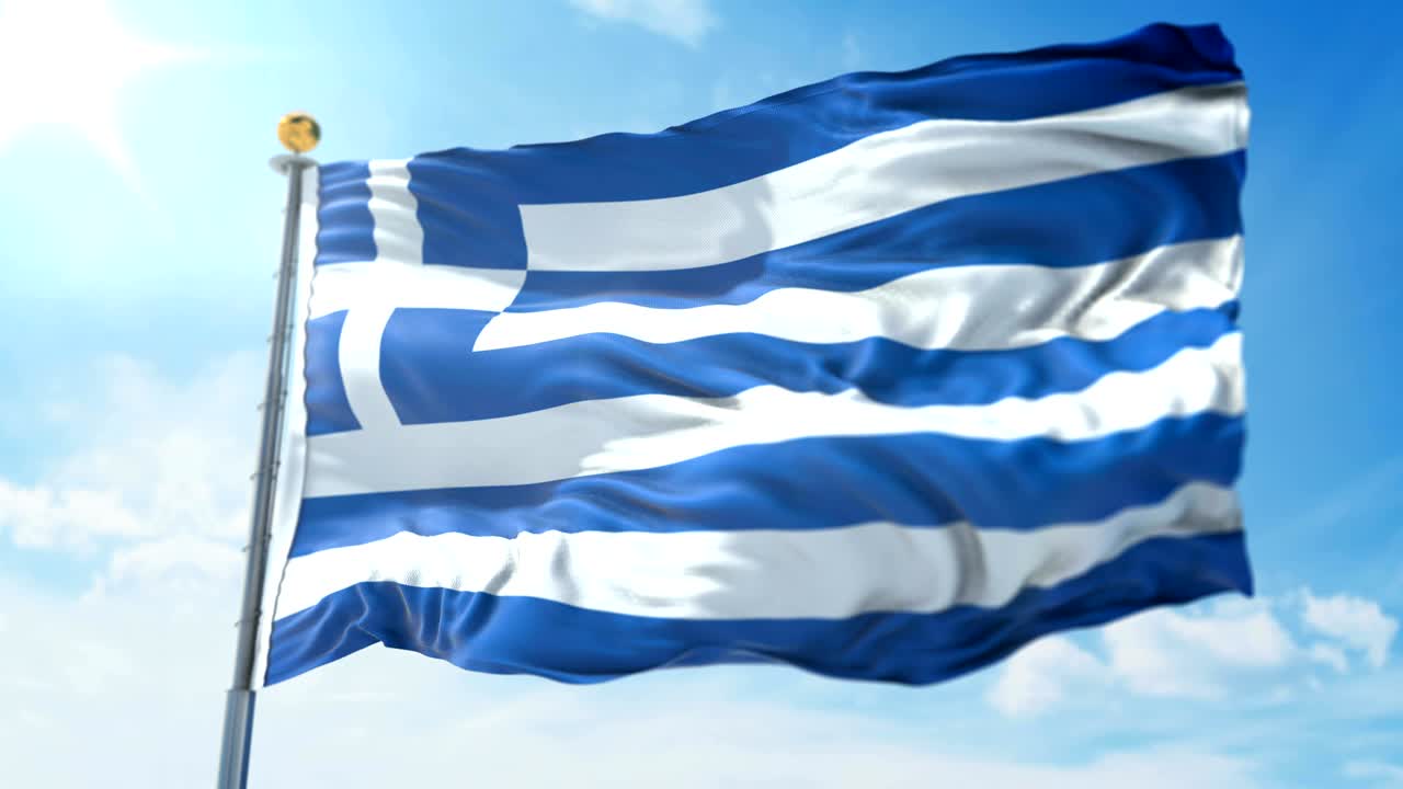 그리스 발의 3d 렌더링 영상: 아름다운 섬유 천 줄이 흔들리고