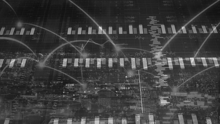 Piccolo cluster che si espande e archi che si disegnano, dashboard dati con barre crescenti e che mostra le tendenze del panorama