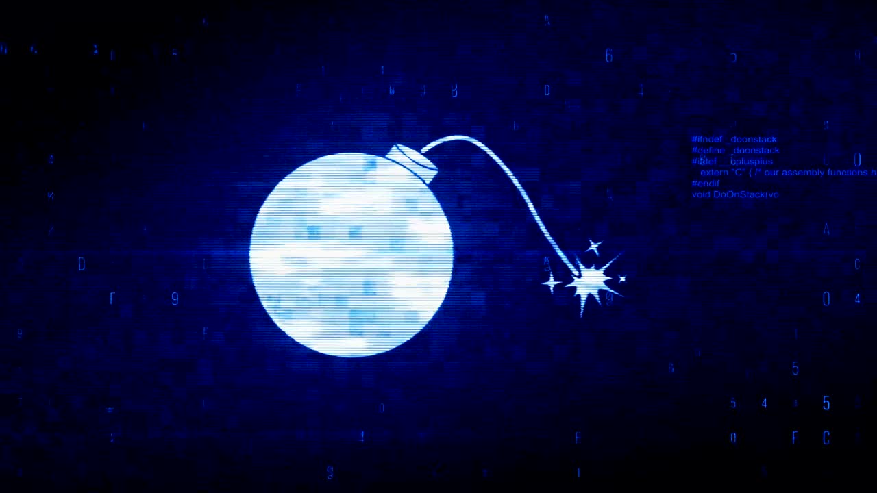 폭발 폭탄 기호 디지털 픽셀 노이즈 오류 애니메이션