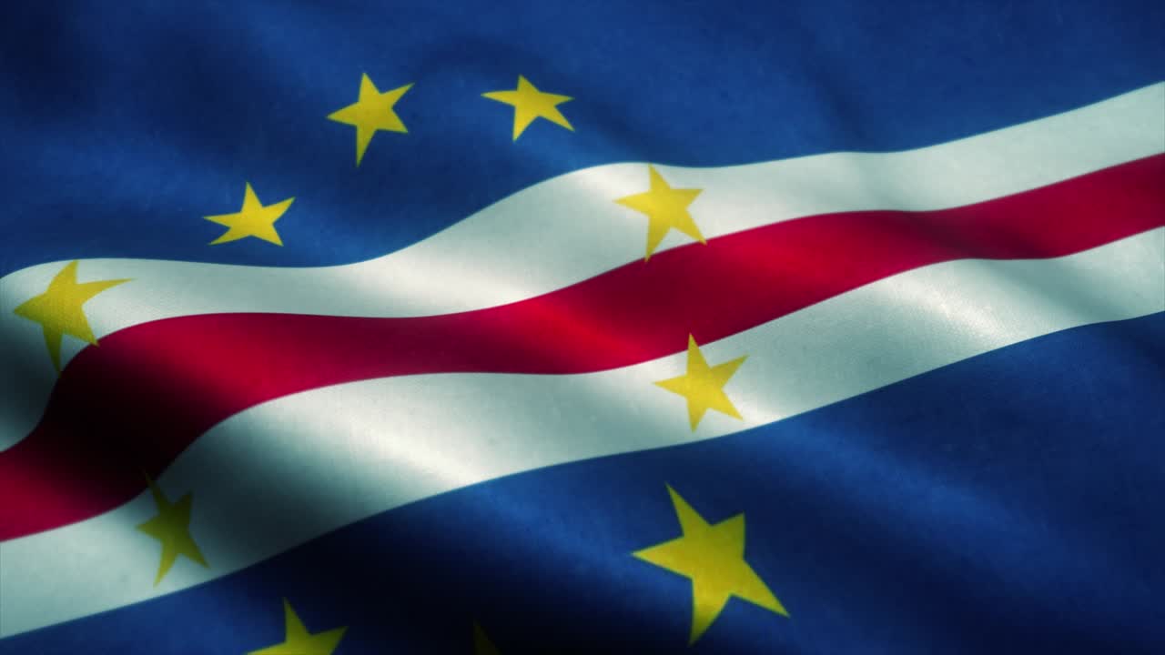 베르데 발이 바람에 흔들리는 보베르데의 국기 발 보 베르데의 표지 줄이 없는 루프 애니메이션