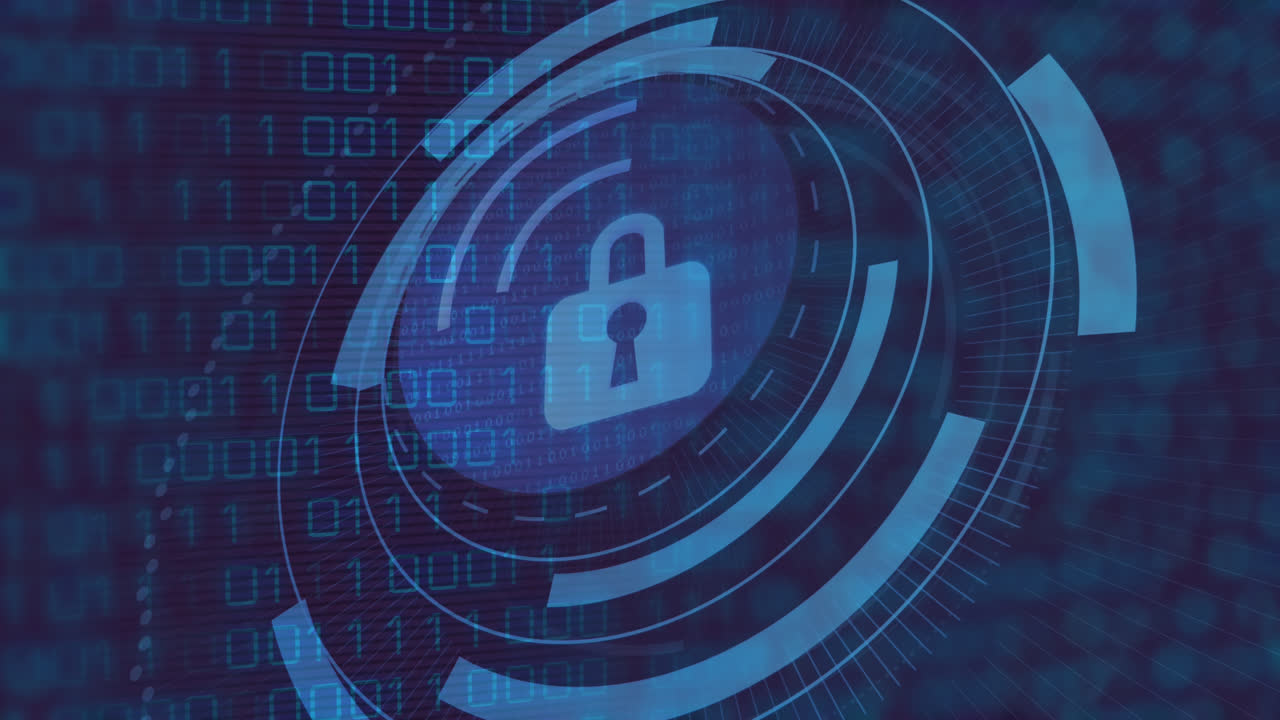 animación del icono del candado sobre el procesamiento de datos