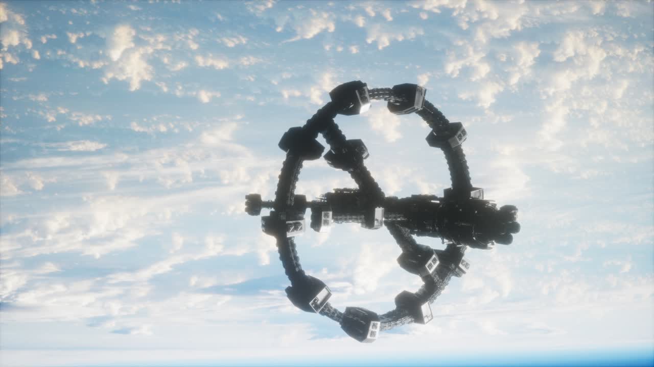 지구와 외계 우주 정거장 iss