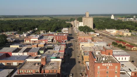 abilene, kansas skyline wide shot with drone video pulling out