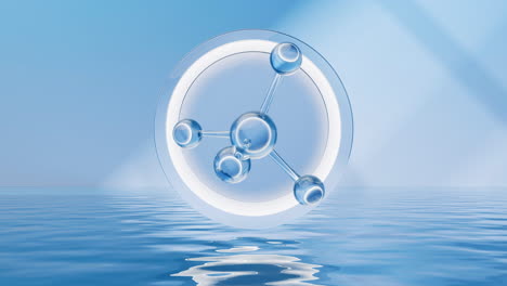 molecule with water surface background, 3d rendering.