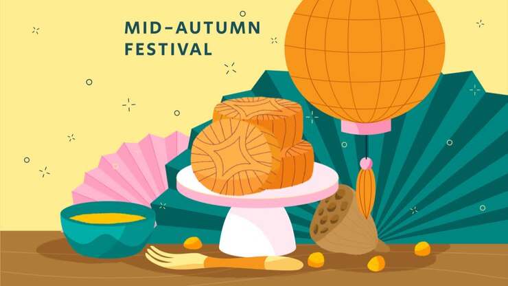 An animation of a Flat background for mid-autumn festival celebration