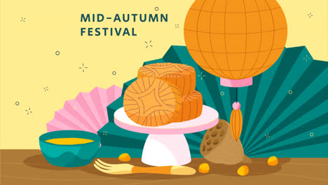 an animation of a flat background for mid-autumn festival celebration