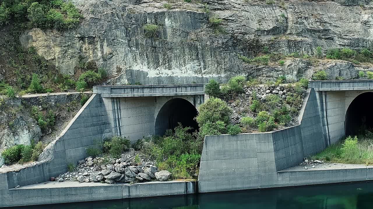 Exploring the tunnels near Colbun Lake in Chile during the day