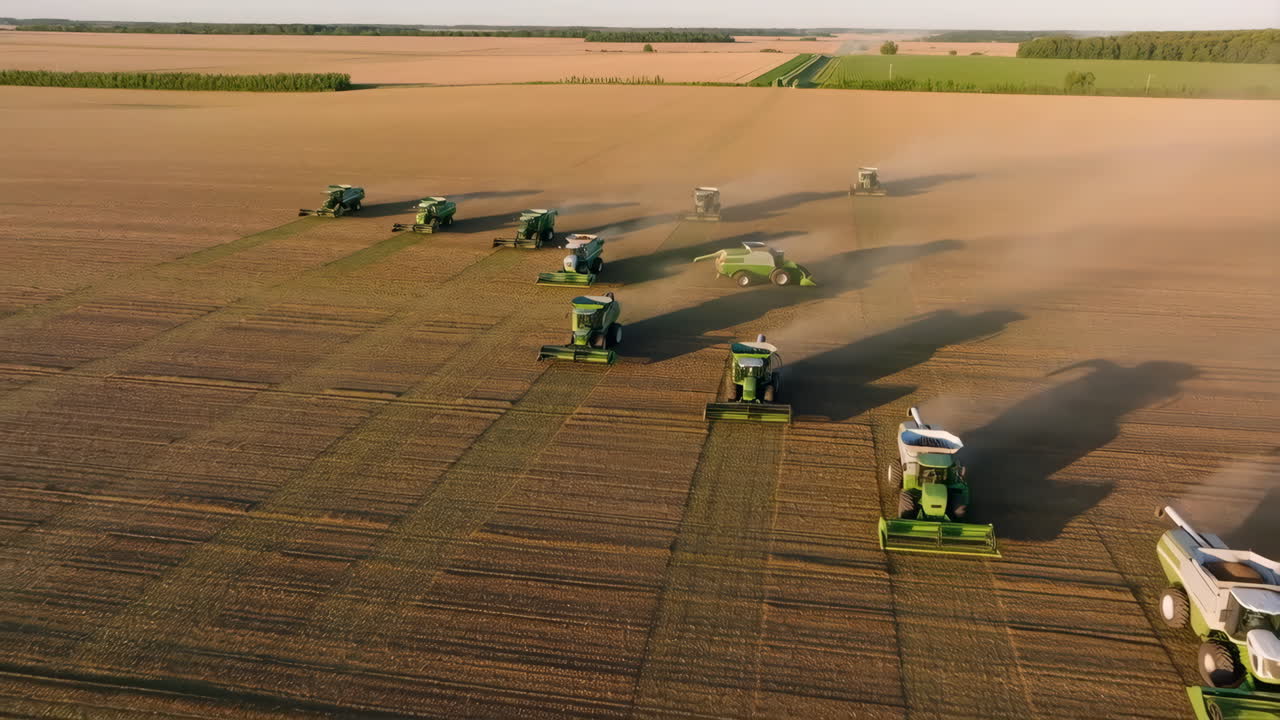 Mietitura del campo di grano con mietitrebbie