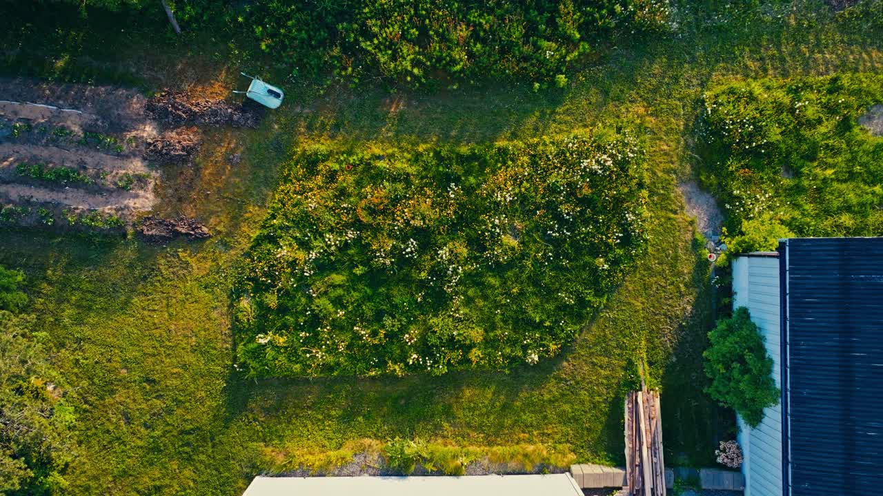 Bird's Eye View Over Farm Field In Rural Norway - Drone Shot