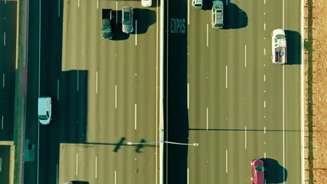 dynamic top-down view of bustling san francisco traffic on a sunlit interstate