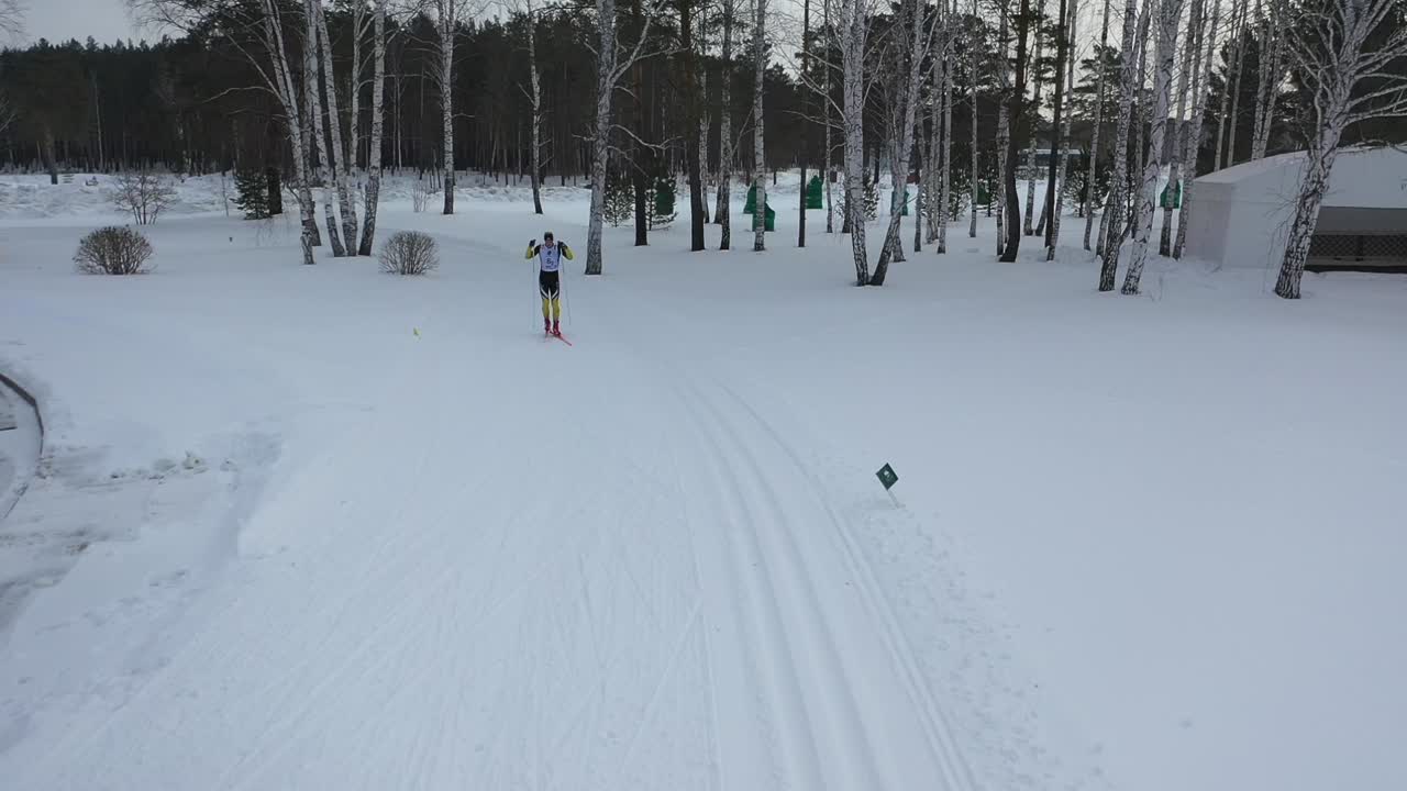 눈 인 풍경 에서 열리는 바이애슬론 대회