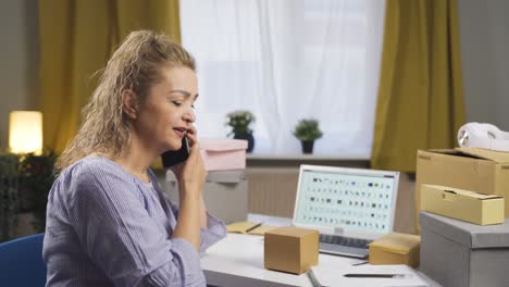 woman buying product online from phone. e-commerce.