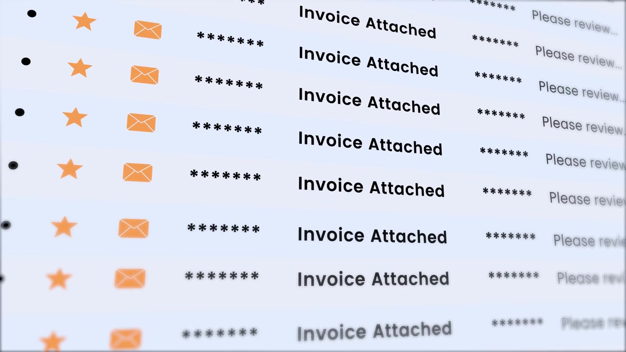 Invoice list scrolling rows animation isolated on white background