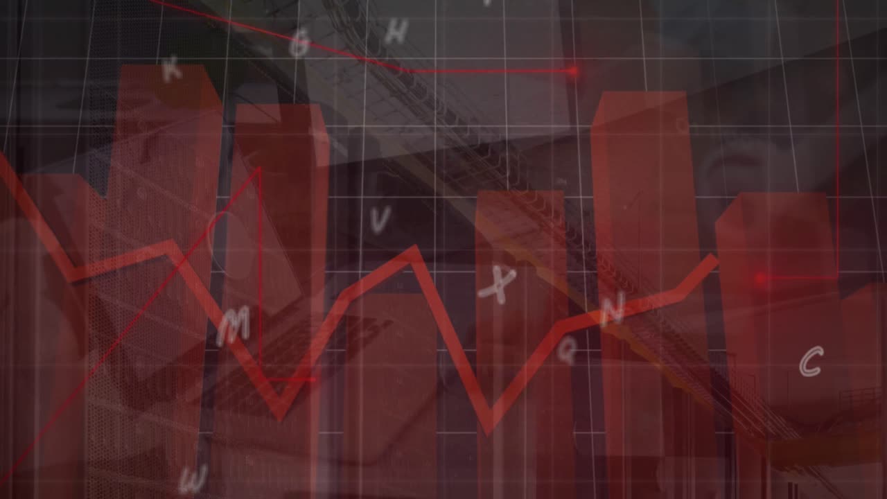 animación del procesamiento de datos sobre el escritorio en la oficina