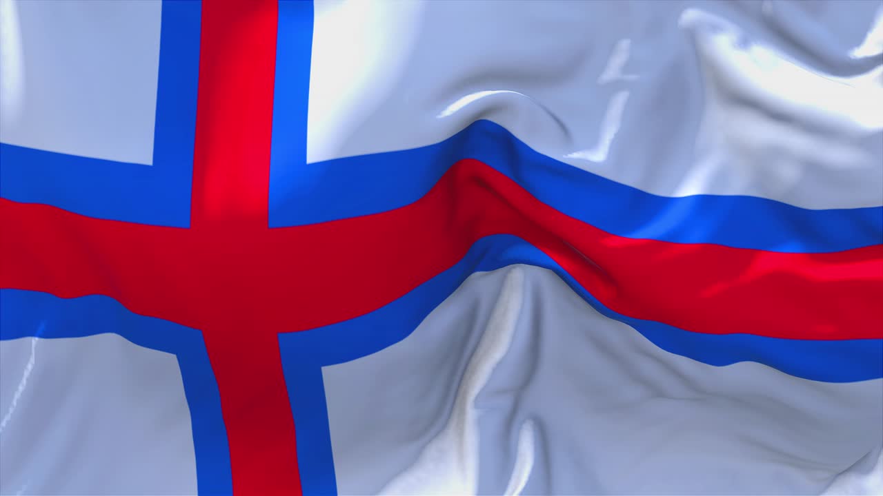 114 faroe island flag waving in wind slow motion animation 4k realistic fabric texture flag smooth