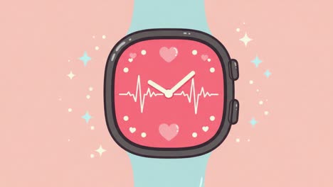 stylish heartbeat watch illustrations: a cute and colorful representation of health monitoring through trendy wearable technology