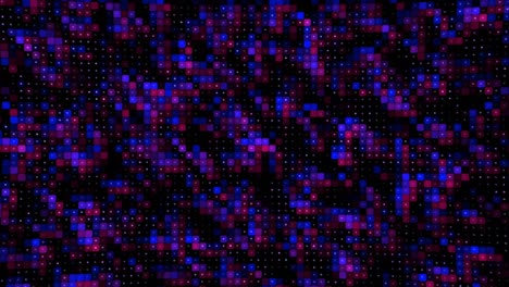 azulejos cuadrados aleatorios violeta y azul en mosaico animado de bucle sin costuras. fondo gráfico de movimiento simple