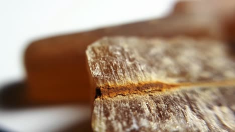 fossilized belemnits on white. macro close-up studio shot-6