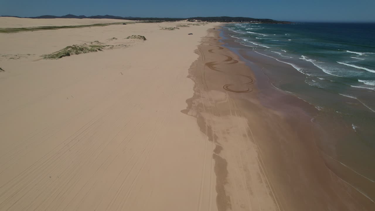 Idyllic Scenery Of Stockton Beach In New South Wales, Australia - Aerial Drone Shot