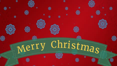 animation of merry christmas text over snow falling