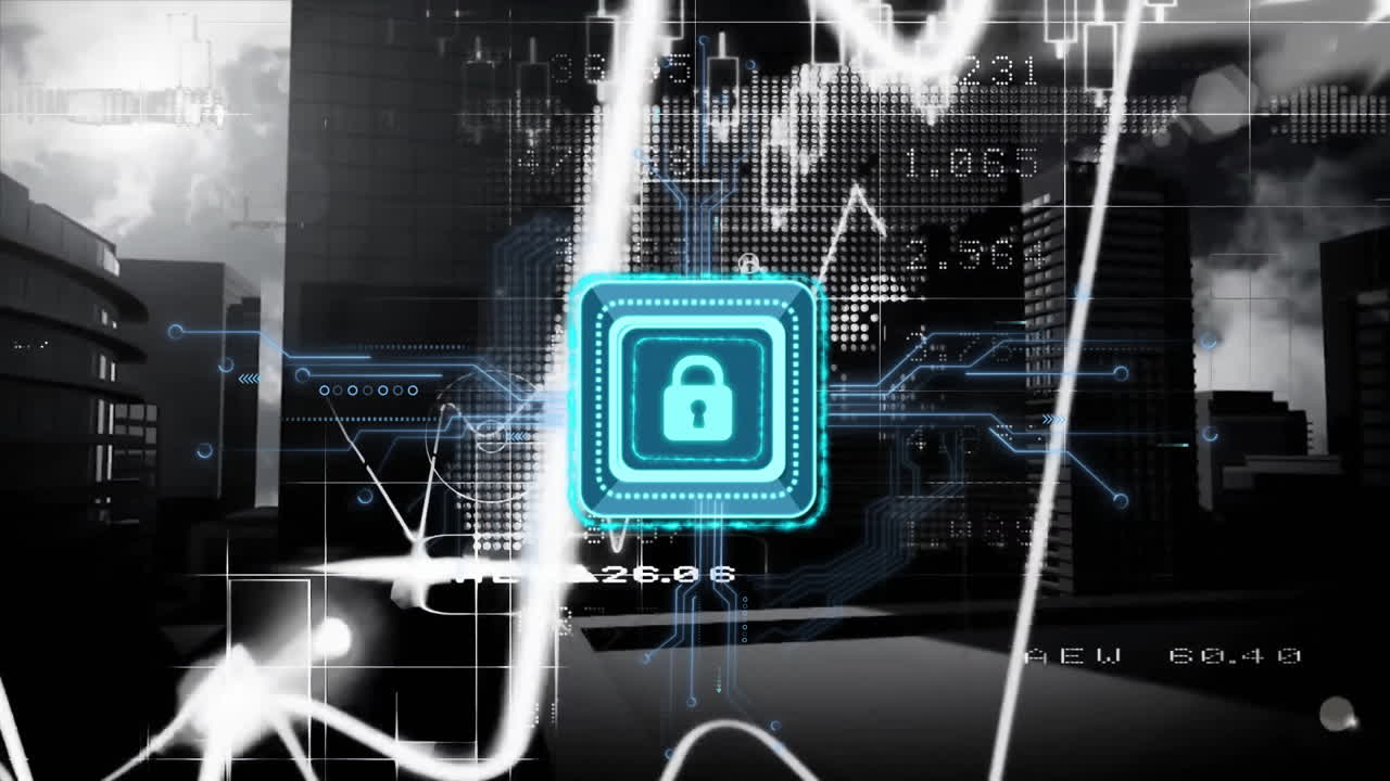 animación de un candado digital sobre el procesamiento de datos