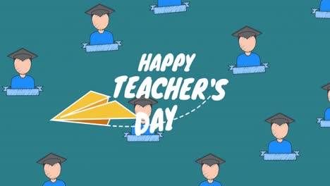 Animation-of-happy-teachers-day-text-over-student-icons