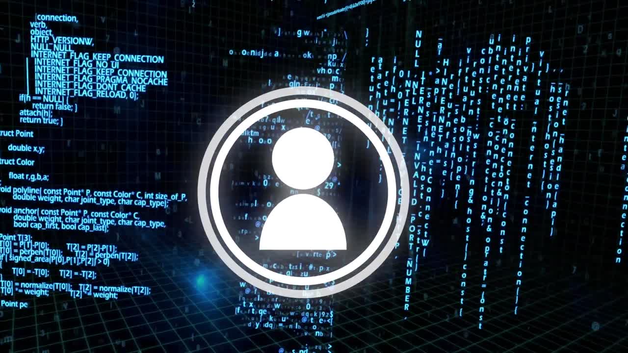 moviéndose a lo largo de los códigos digitales y scripts