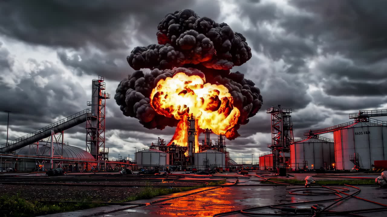 incendio industrial en una planta química