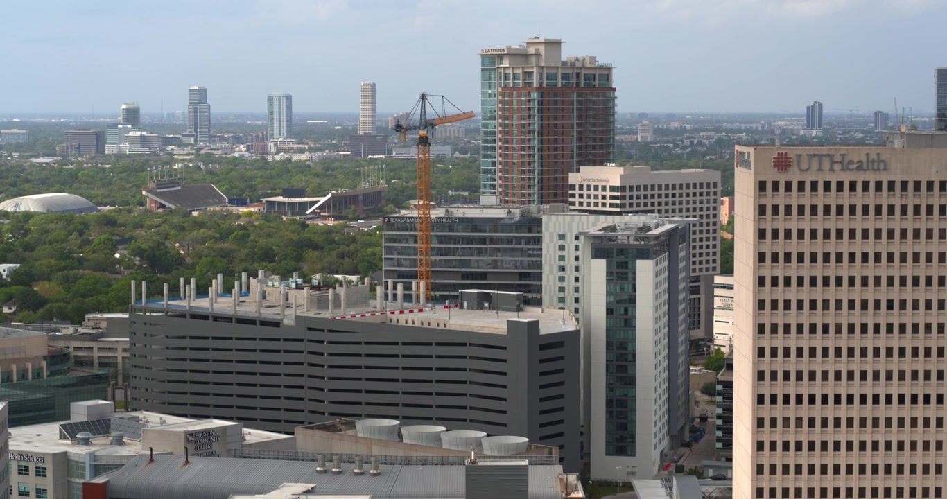 Vista de drone do Texas Medical Center em Houston
