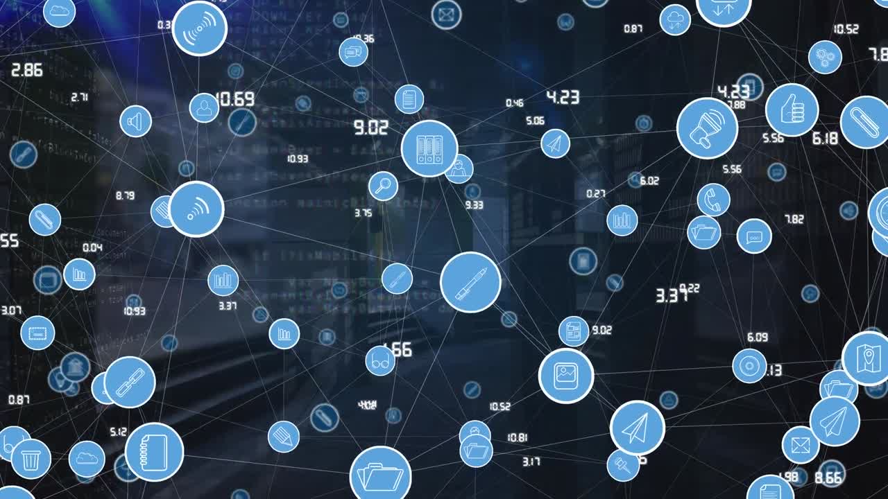 animación del procesamiento de datos sobre la ciudad