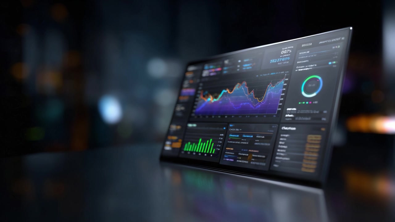 Interactive Data Analytics Dashboard Displaying Real-Time Financial Market Trends and Analytics with Advanced Graphical Representations and User Interface Elements