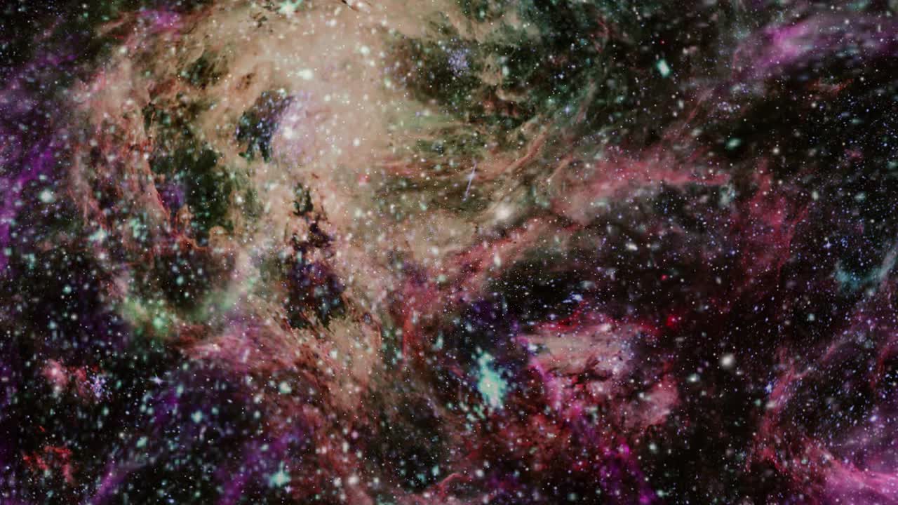 nubes de nebulosas moradas y amarillas moviéndose en el universo