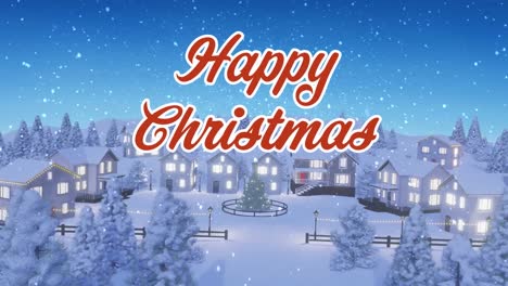 Animation-of-christmas-greetings-text-over-winter-scenery