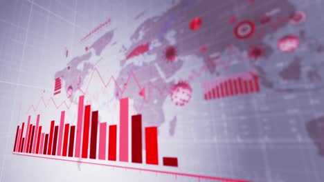 Animation-Der-Statistischen-Datenverarbeitung-Des-Coronavirus-über-Der-Weltkarte