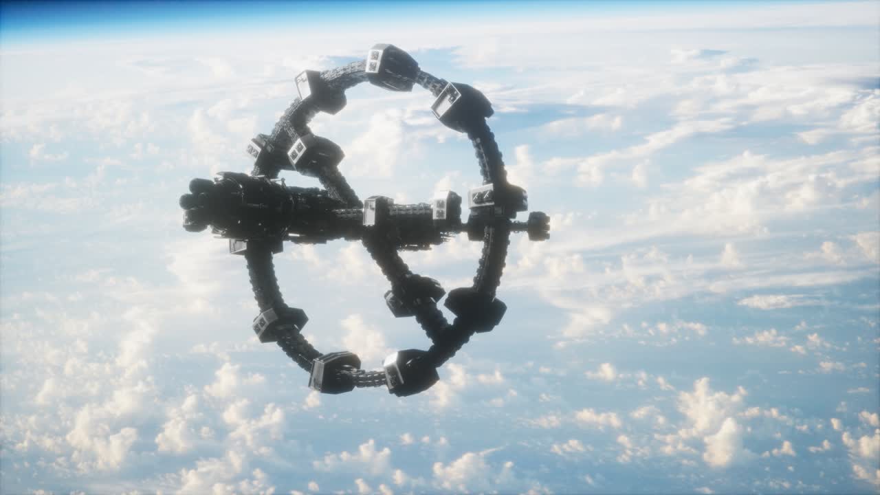 지구와 외계 우주 정거장 iss