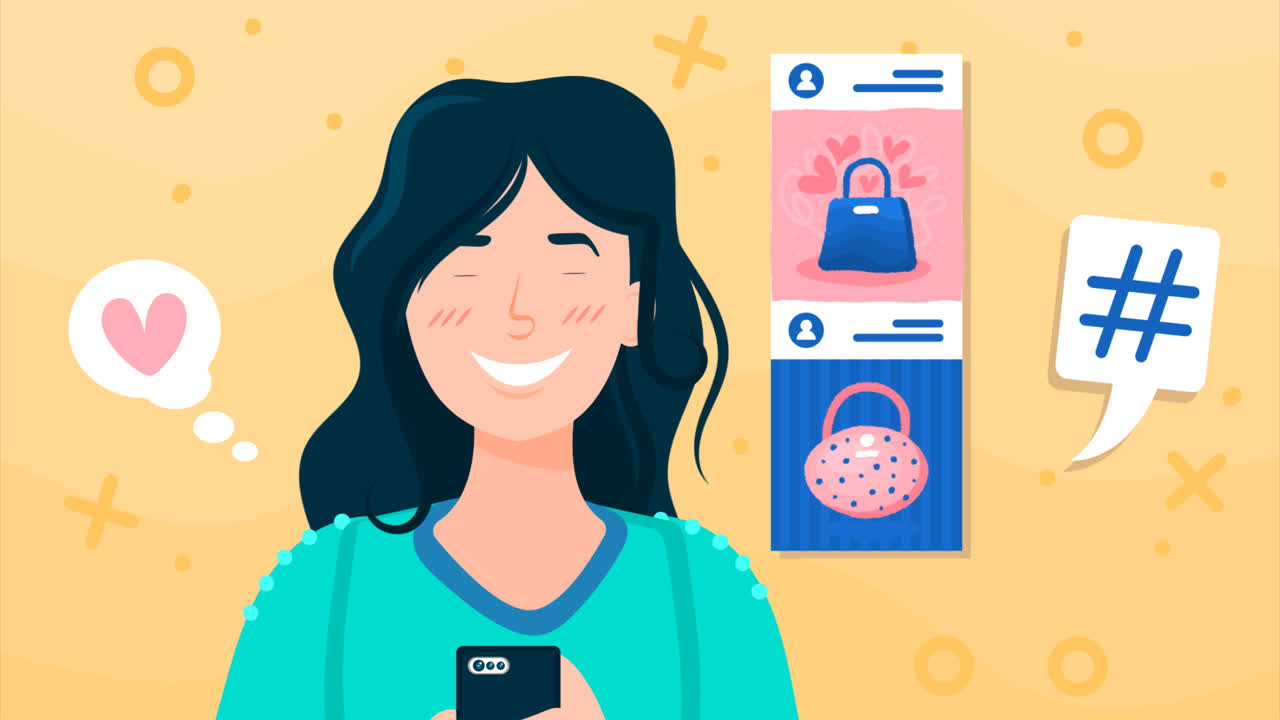 소셜 미디어에서 콘텐츠를 공유하는 모션 그래픽