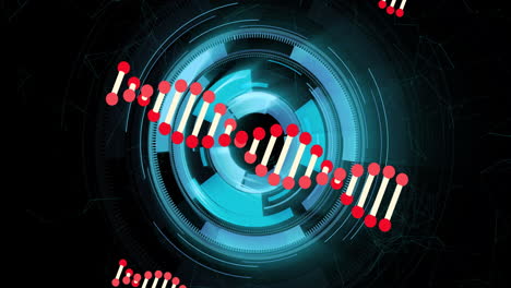 dna strand animation over futuristic circular interface