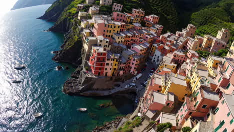 Aerial view of a picturesque colorful coastal town