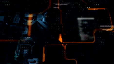 abstracto circuito de fondo línea electrónica para el concepto de tecnología con poca profundidad de campo oscuro y procesado de grano