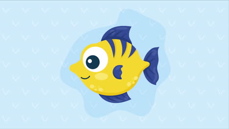 yellow and blue fish sealife animation