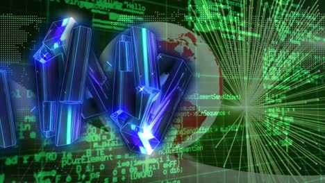 Animation-of-data-processing-with-computer-circuit-board