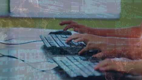 animación del procesamiento de datos a mano con computadoras