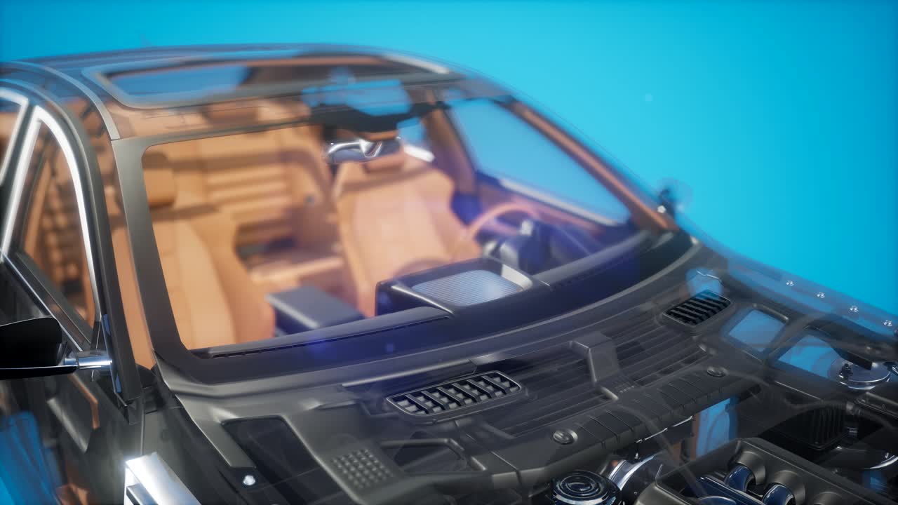 자세한 자동차 엔진 및 다른 부품